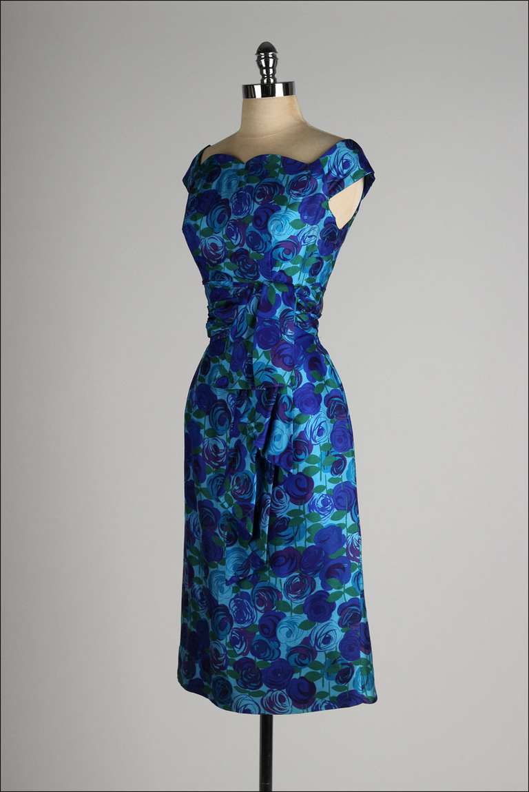 Vintage 1950's Gigi Young Silk Floral Dress 1