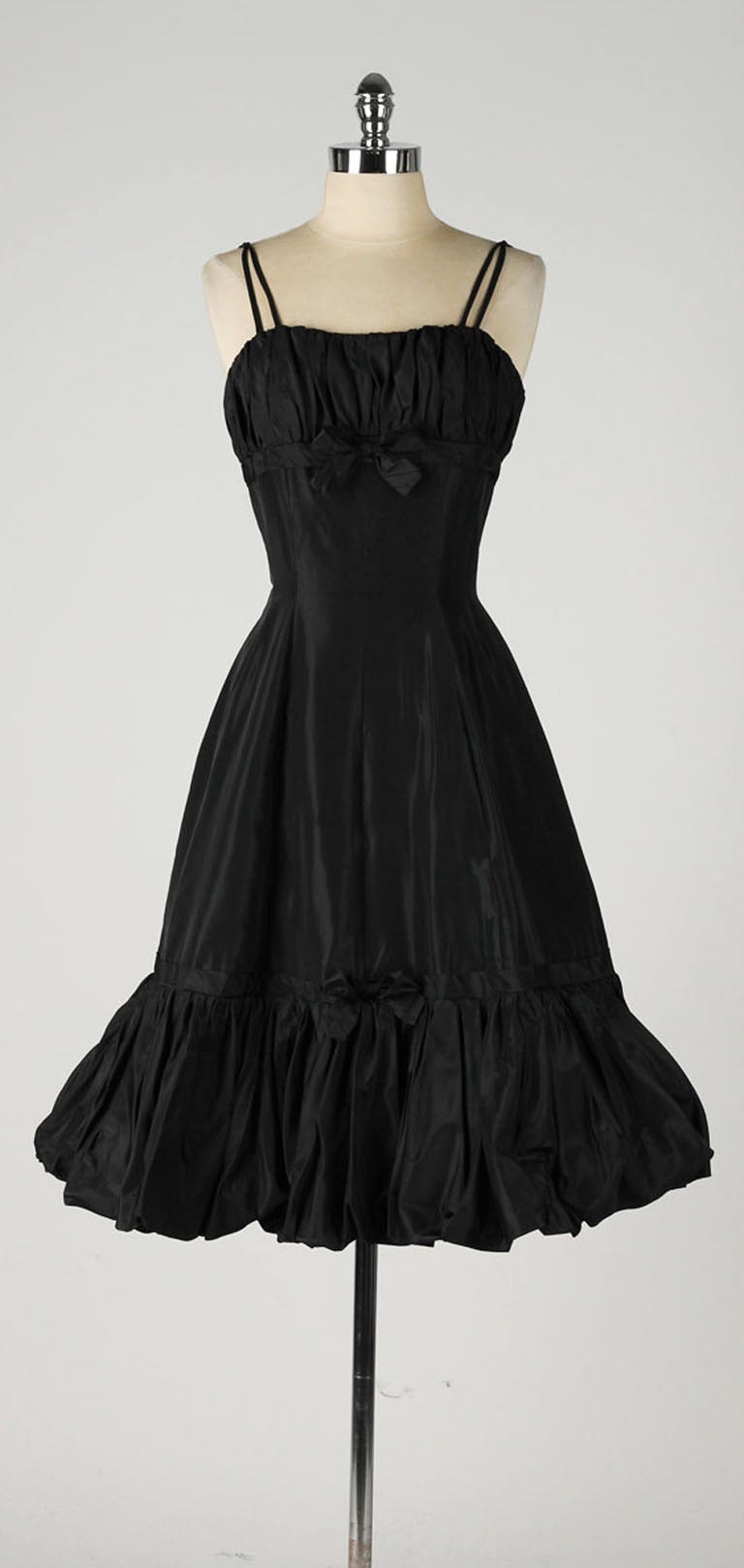 Vintage 1950s Emma Domb Black Taffeta Dress For Sale at 1stDibs