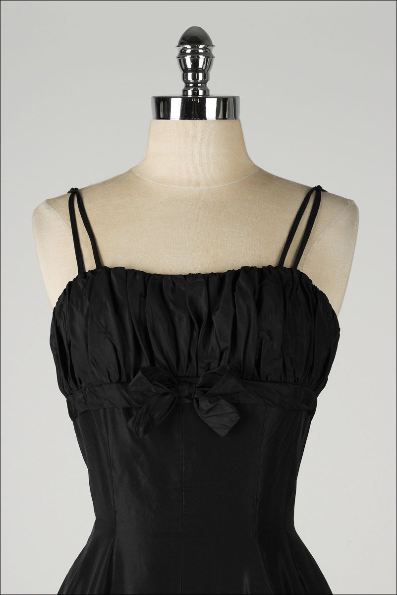 Vintage 1950s Emma Domb Black Taffeta Dress
