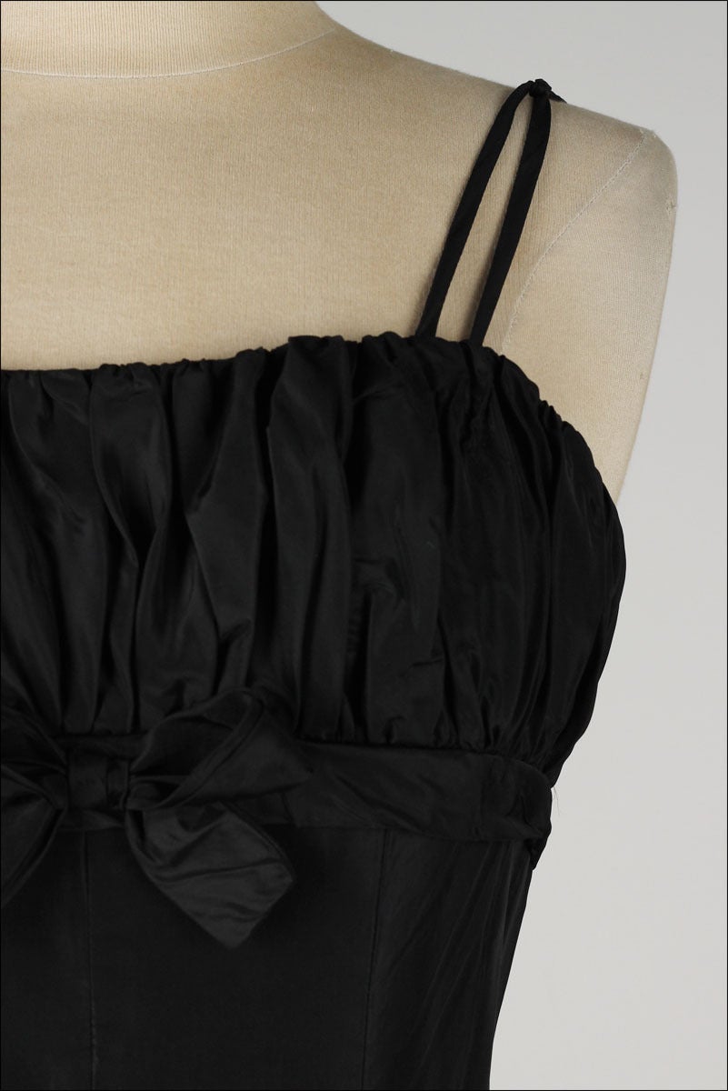 Vintage 1950s Emma Domb Black Taffeta Dress In Excellent Condition For Sale In Hudson on the Saint Croix, WI