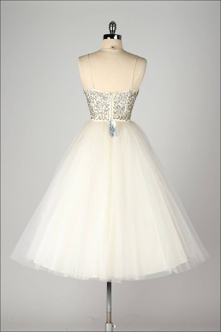Vintage 1950's Emma Domb Sequins Tulle Dress w/ Original Tags 1