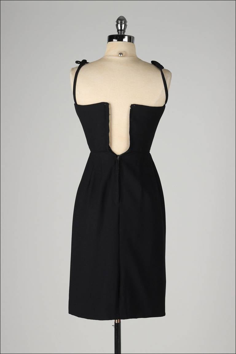 Women's Vintage 1950s Black Caged Top Cocktail Dress For Sale