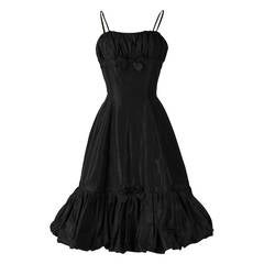 Vintage 1950s Emma Domb Black Taffeta Dress