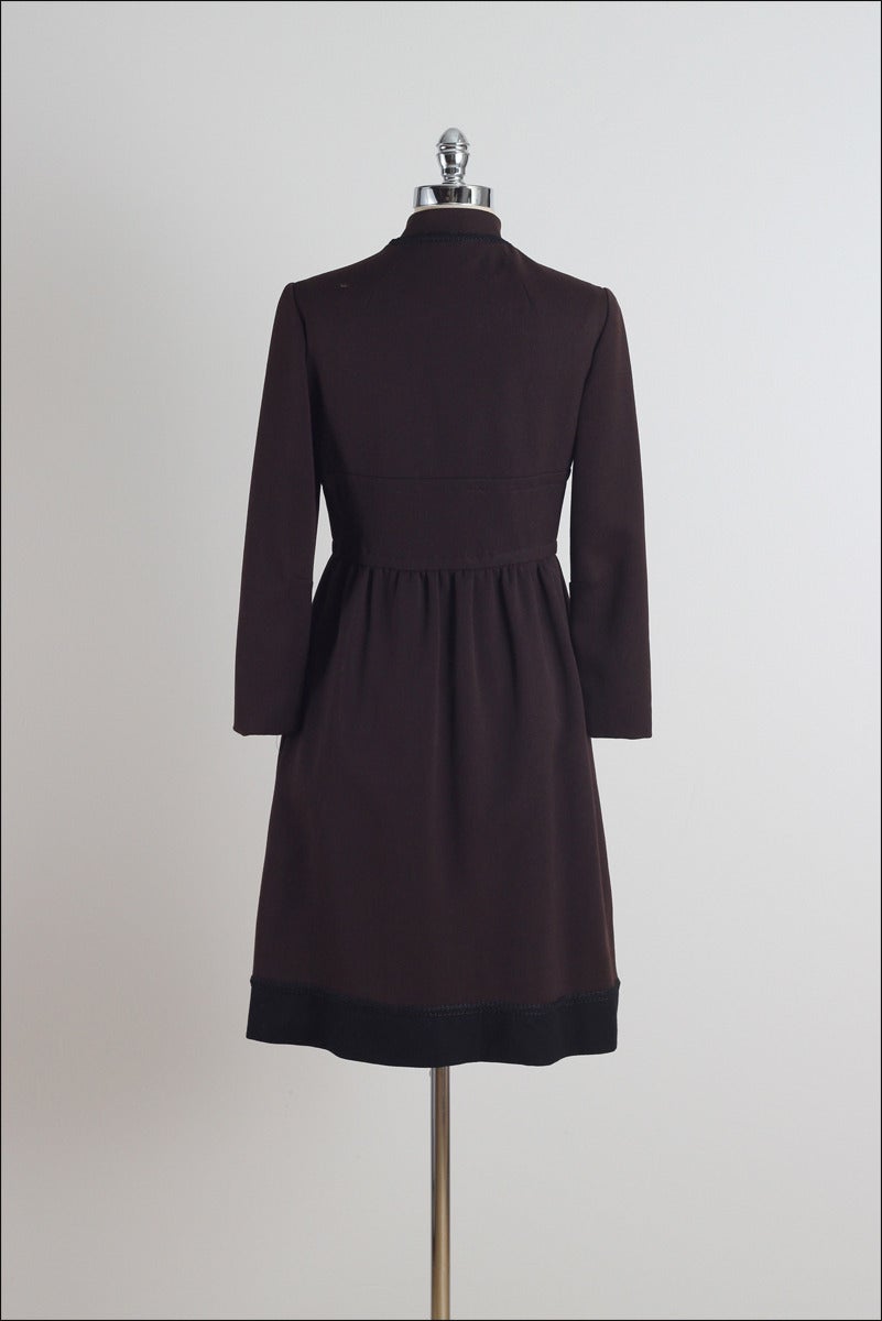 Vintage 1960s Ceil Chapman Wool Military Inspired Dress 3