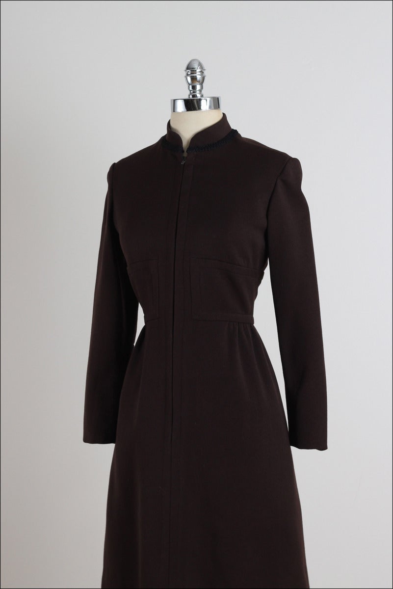 Vintage 1960s Ceil Chapman Wool Military Inspired Dress 2