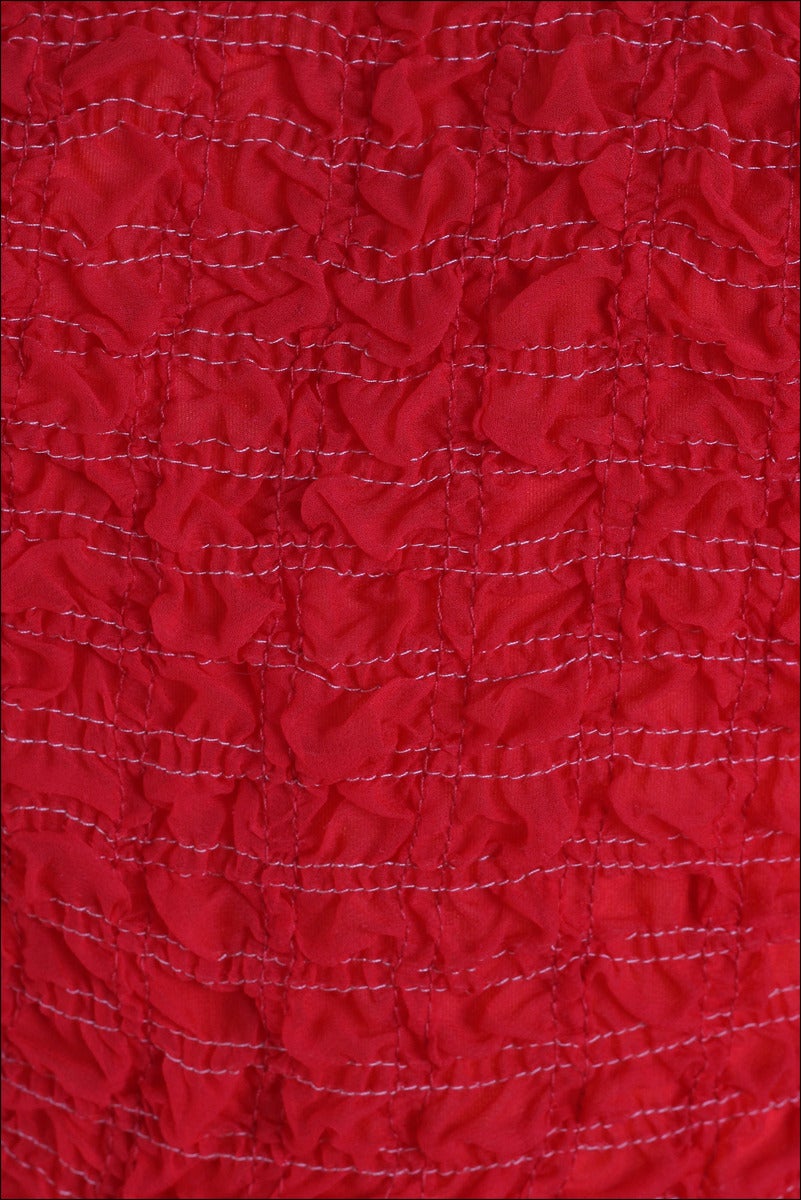Women's Vintage 1950s Red Crepe Chiffon Rhinestone Dress For Sale