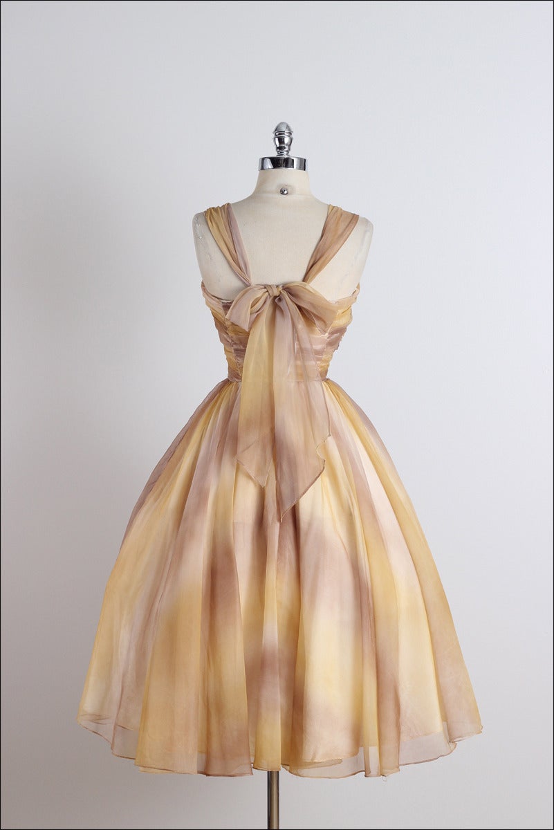 Vintage 1950s Ombre Chiffon Party Dress For Sale 3