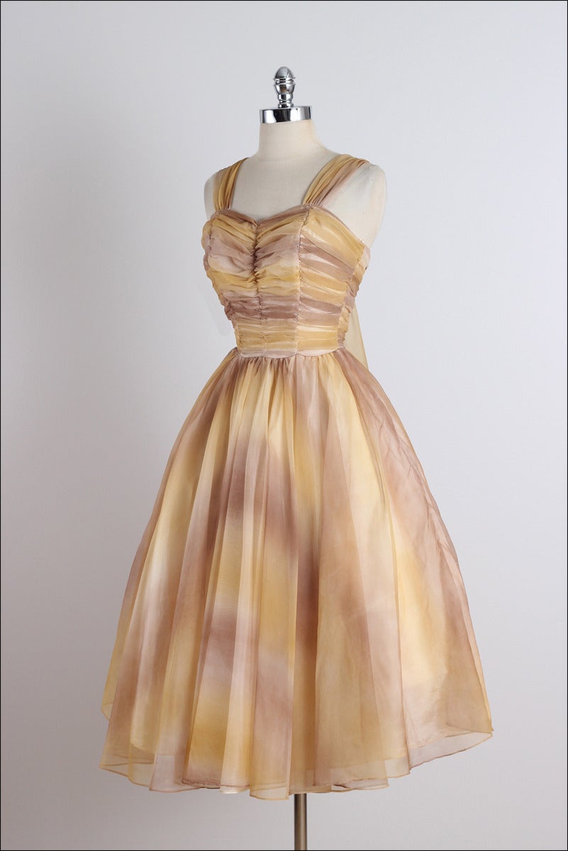 Vintage 1950s Ombre Chiffon Party Dress For Sale 1