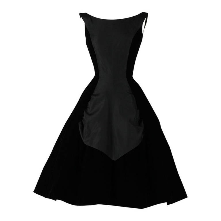 Vintage 1950's Black Velvet Suzy Perette Dress