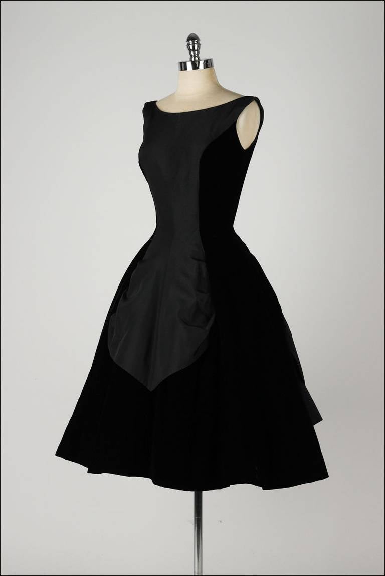 Vintage 1950's Black Velvet Suzy Perette Dress 1