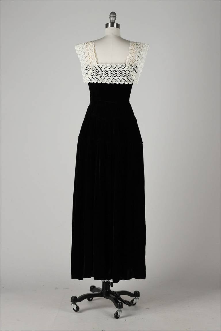 Vintage 1940's Emma Domb Black Velvet Dress 1