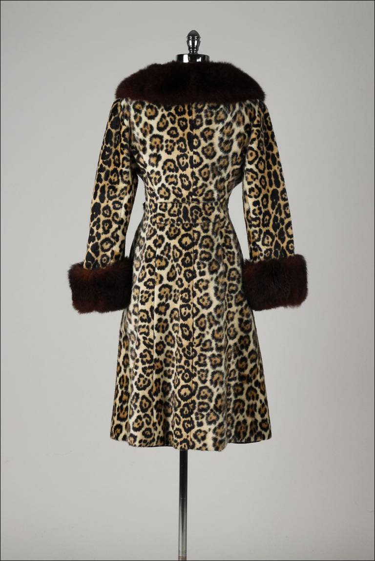 Vintage 1960's Leopard Print Faux Fur Coat 4