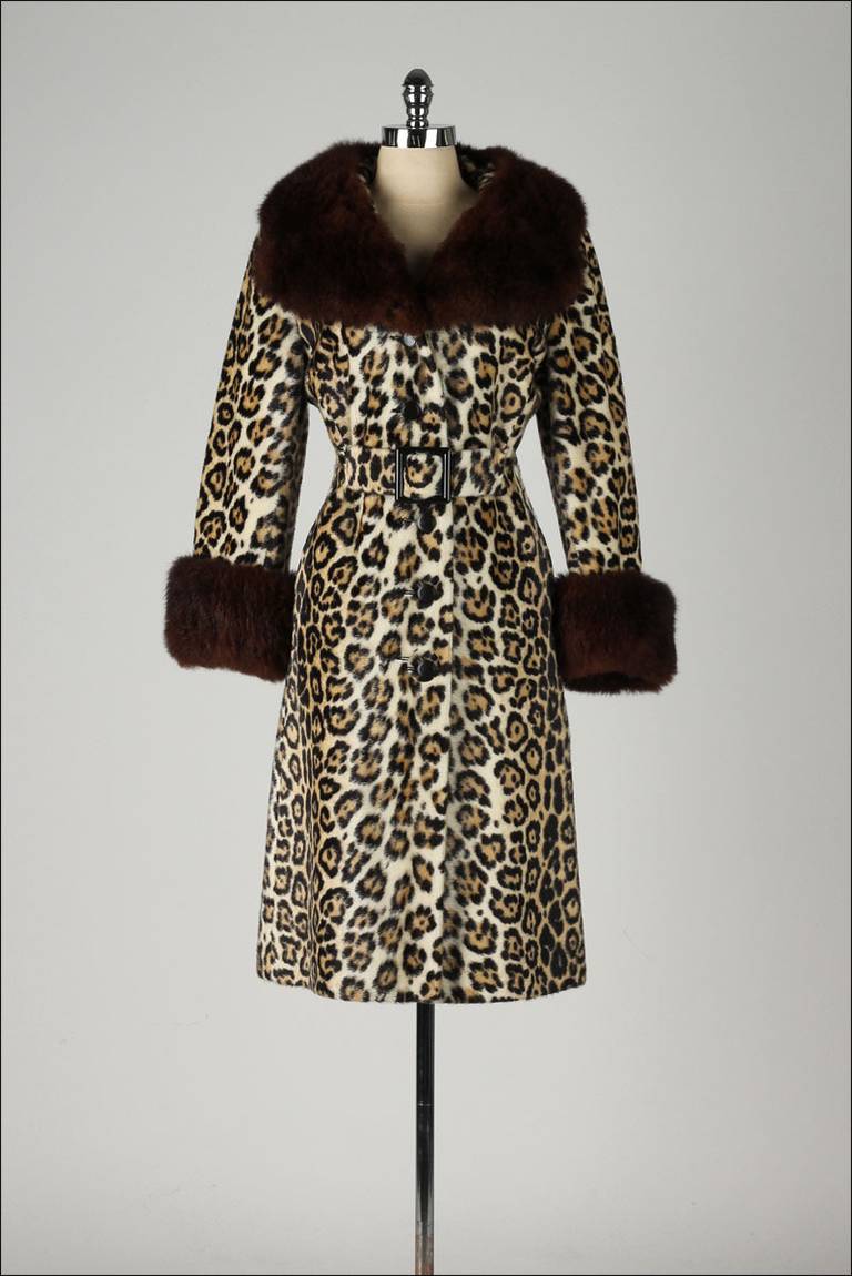 Vintage 1960's Leopard Print Faux Fur Coat 3