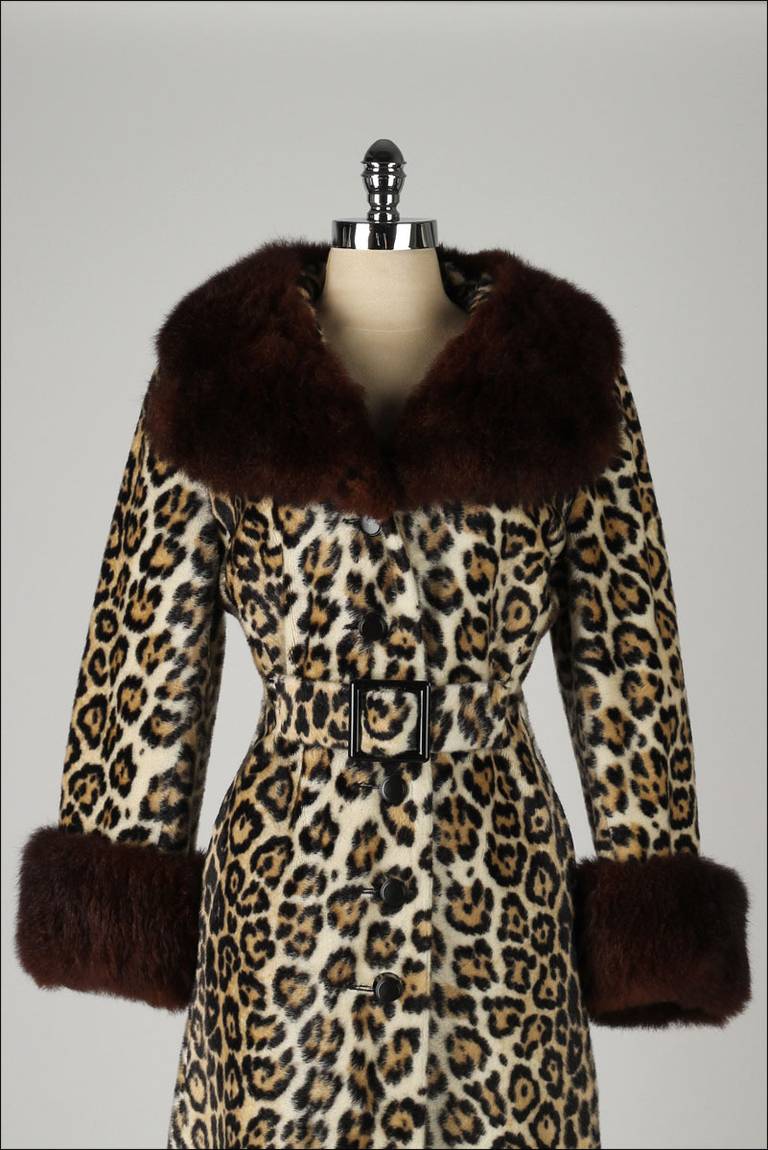 Vintage 1960's Leopard Print Faux Fur Coat In Excellent Condition In Hudson on the Saint Croix, WI