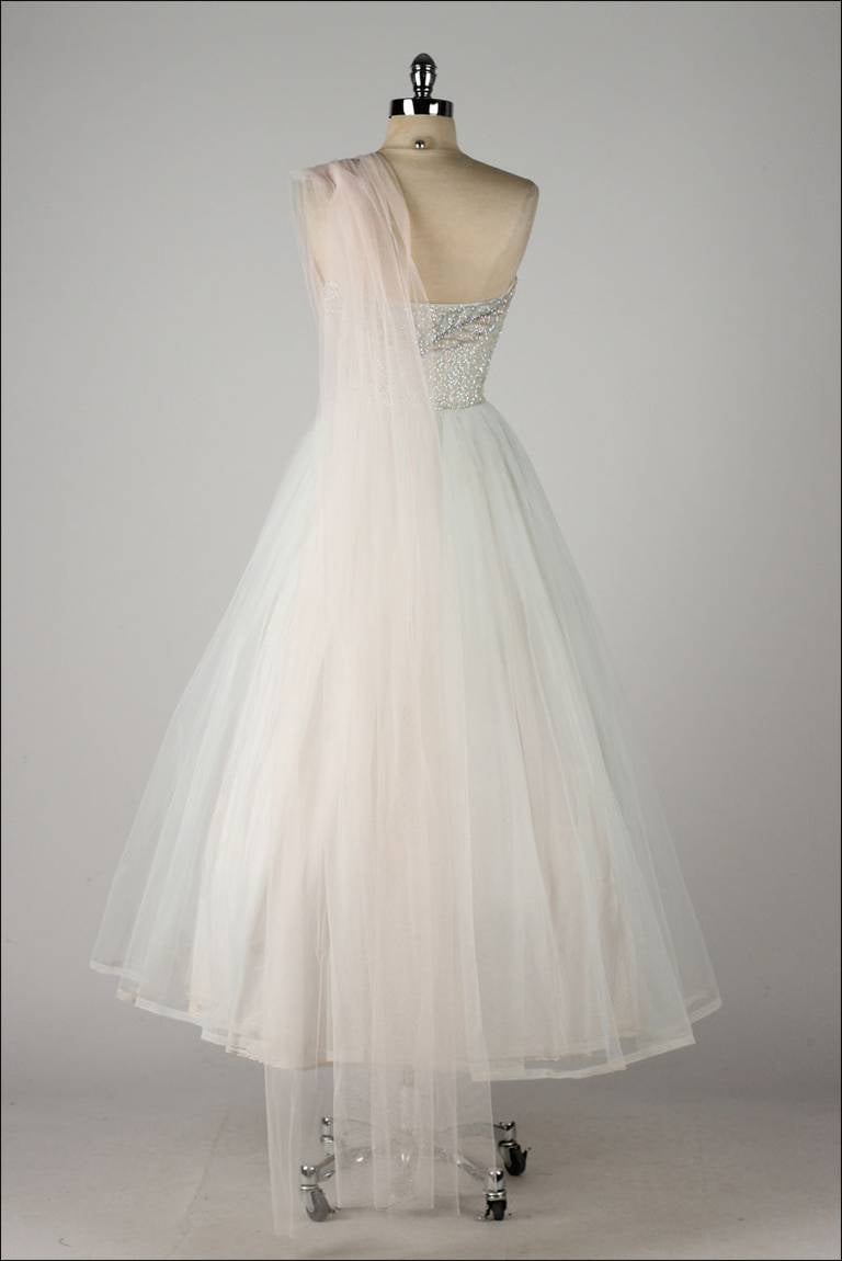 Vintage 1950's Frank Starr Chiffon Sequins Dress 2