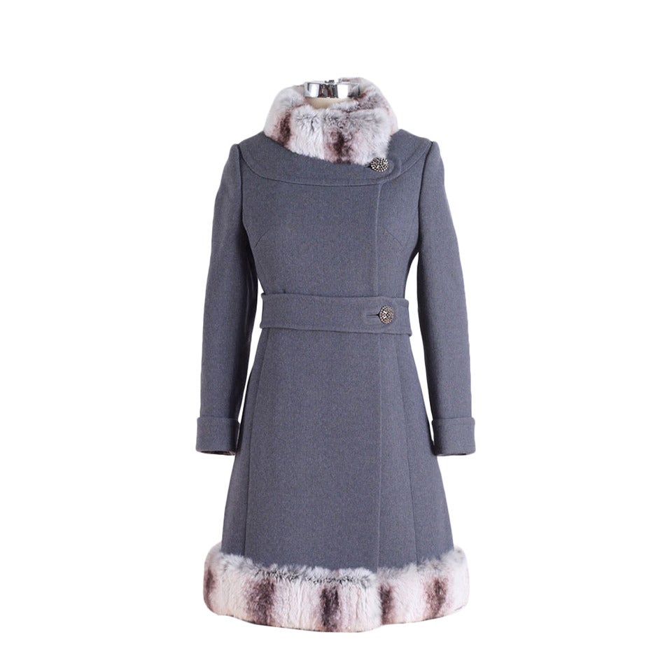 Vintage 1960
s Wool and Chinchilla Fur Coat