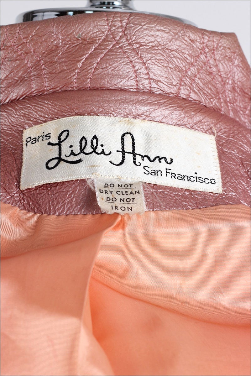 Vintage 1960's Lilli Ann Pink Metallic Quilted Coat 3