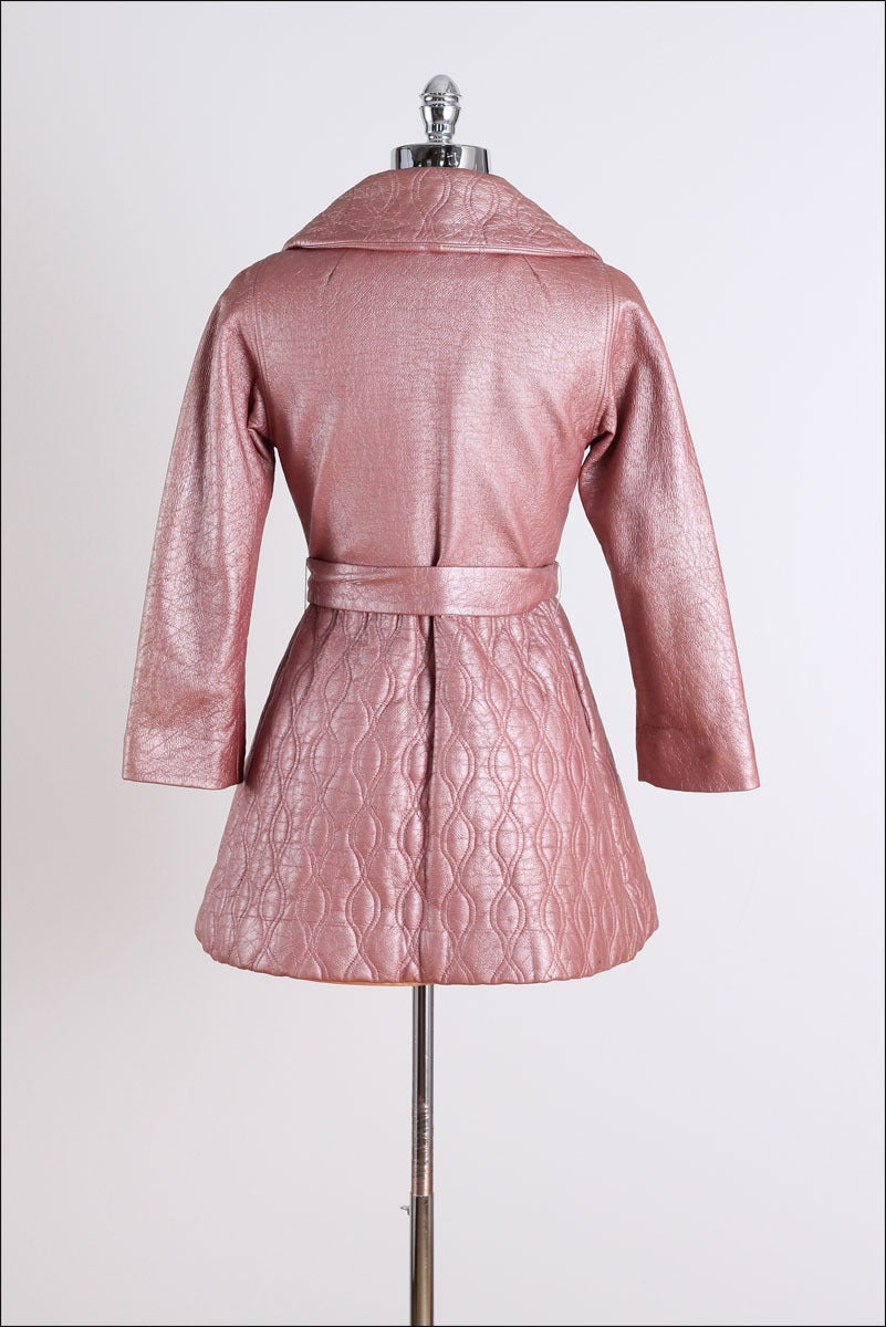 Vintage 1960's Lilli Ann Pink Metallic Quilted Coat 2