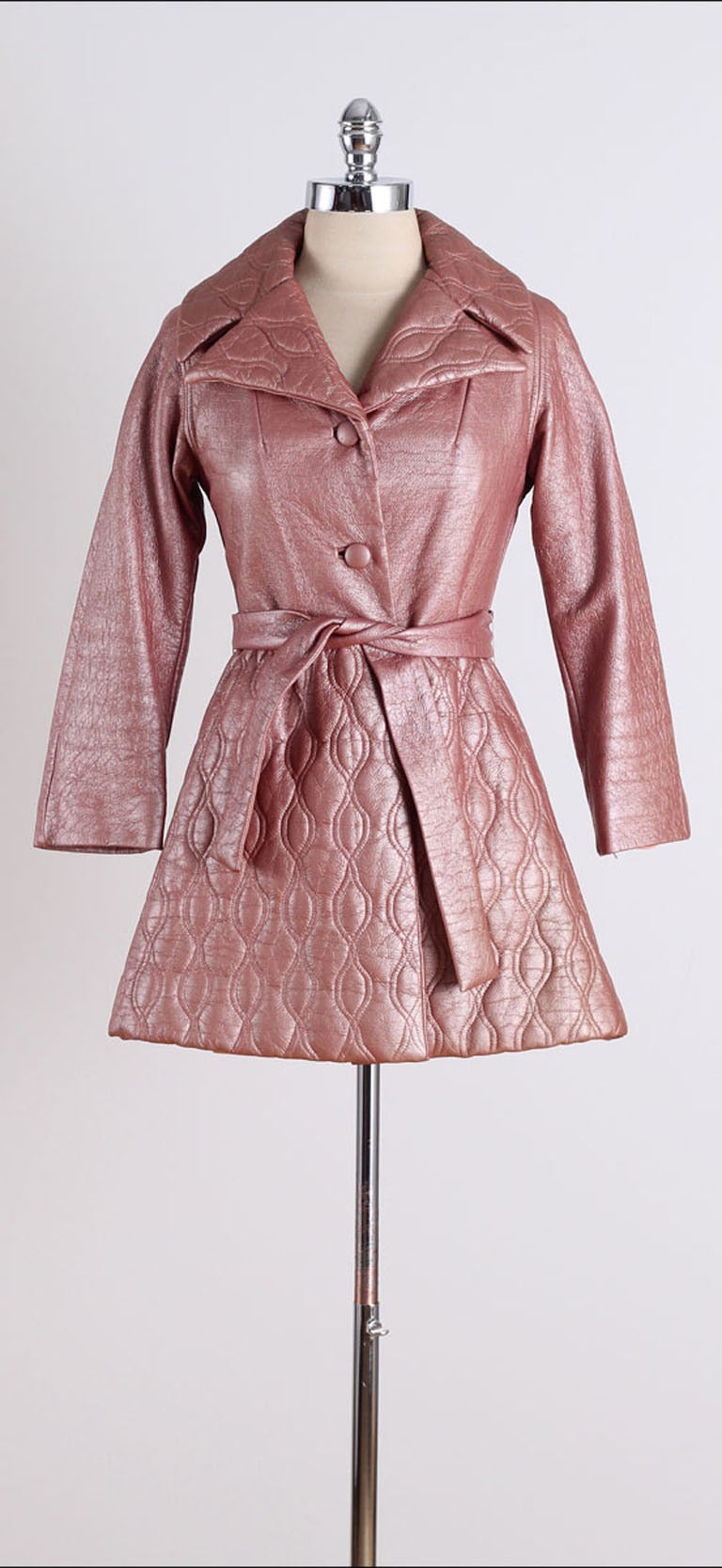 Vintage 1960's Lilli Ann Pink Metallic Quilted Coat 5