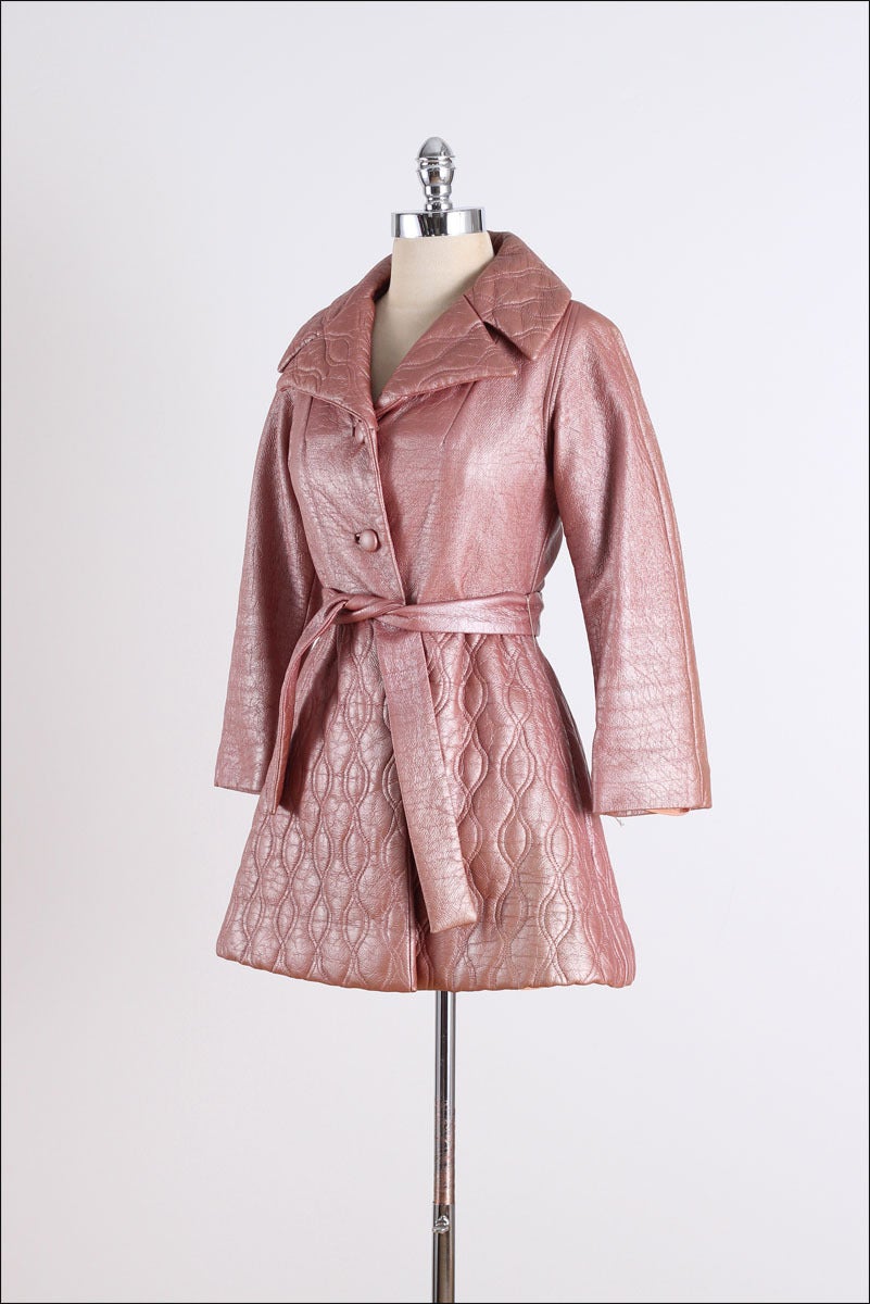 Vintage 1960's Lilli Ann Pink Metallic Quilted Coat 1