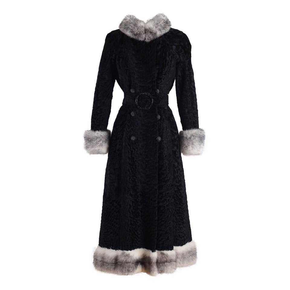 Vintage 1960's Persian Lamb Mink Fur Coat at 1stDibs