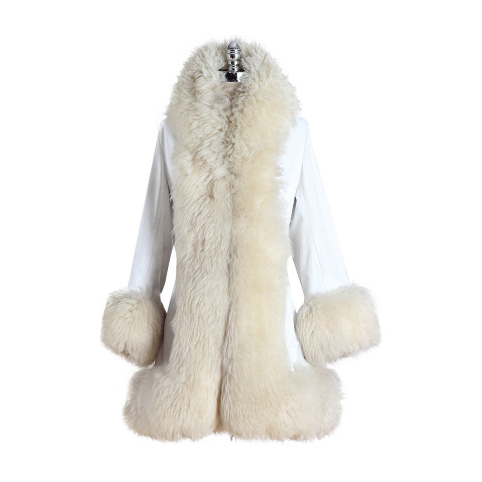Vintage 1970's Lilli Ann White Leather Shearling Coat