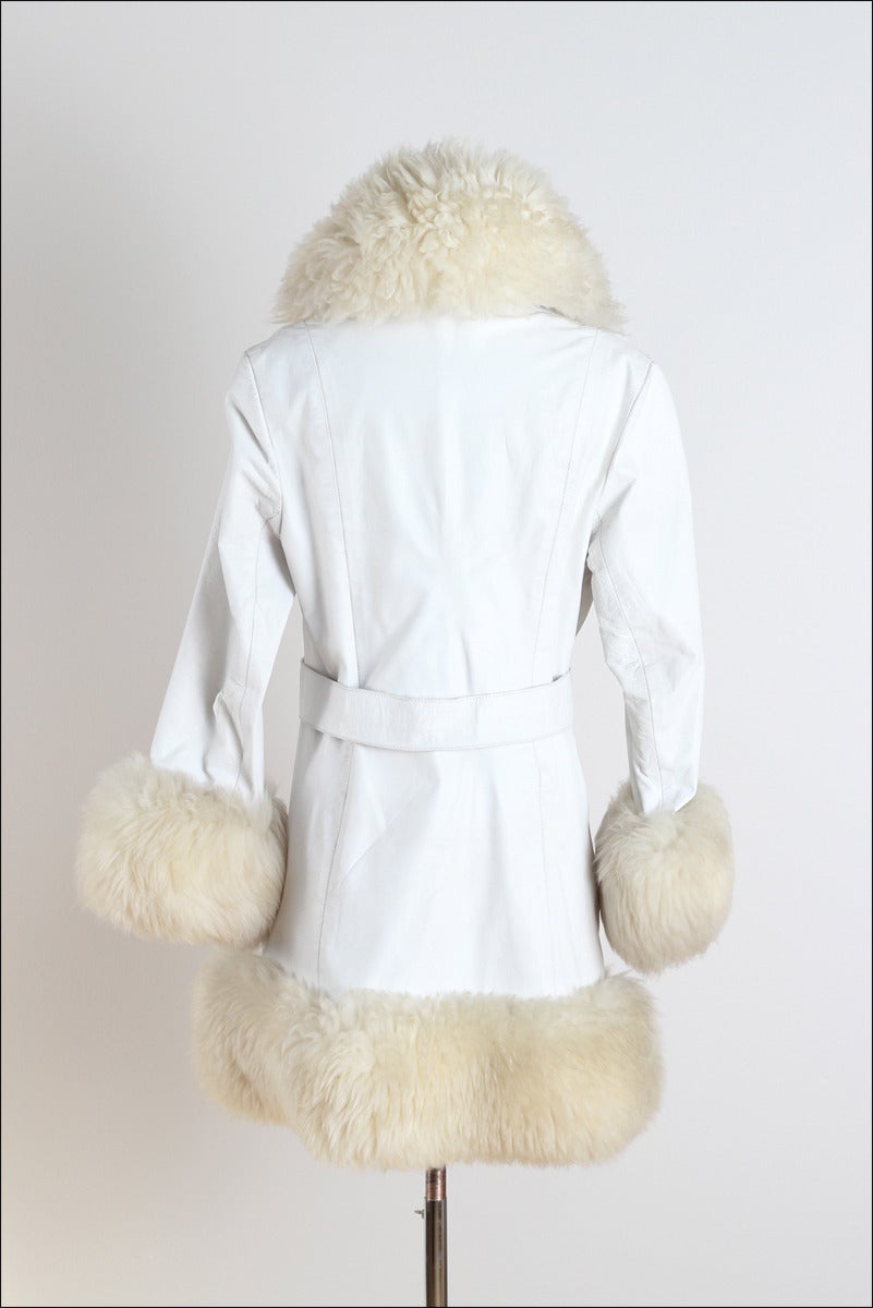 Vintage 1970's Lilli Ann White Leather Shearling Coat 1