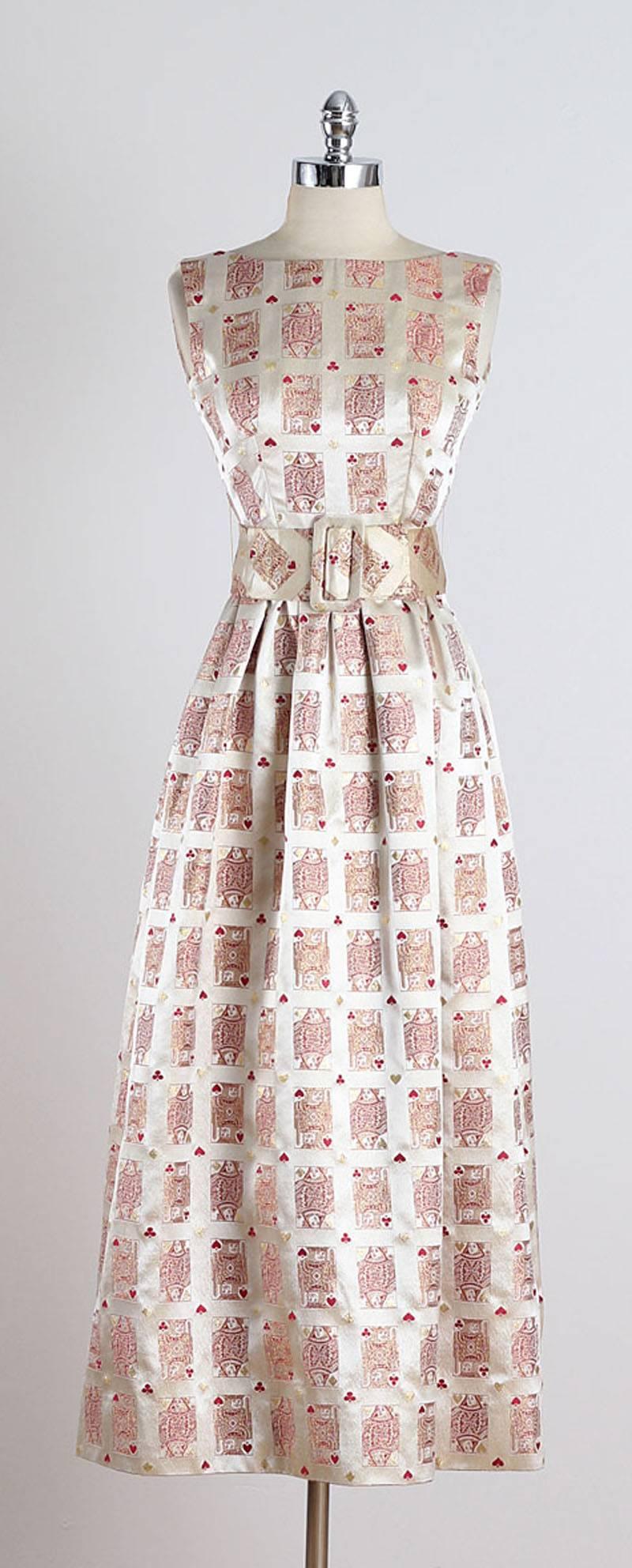 Vintage 1960s Jon Mandl Playing Cards Dress 6