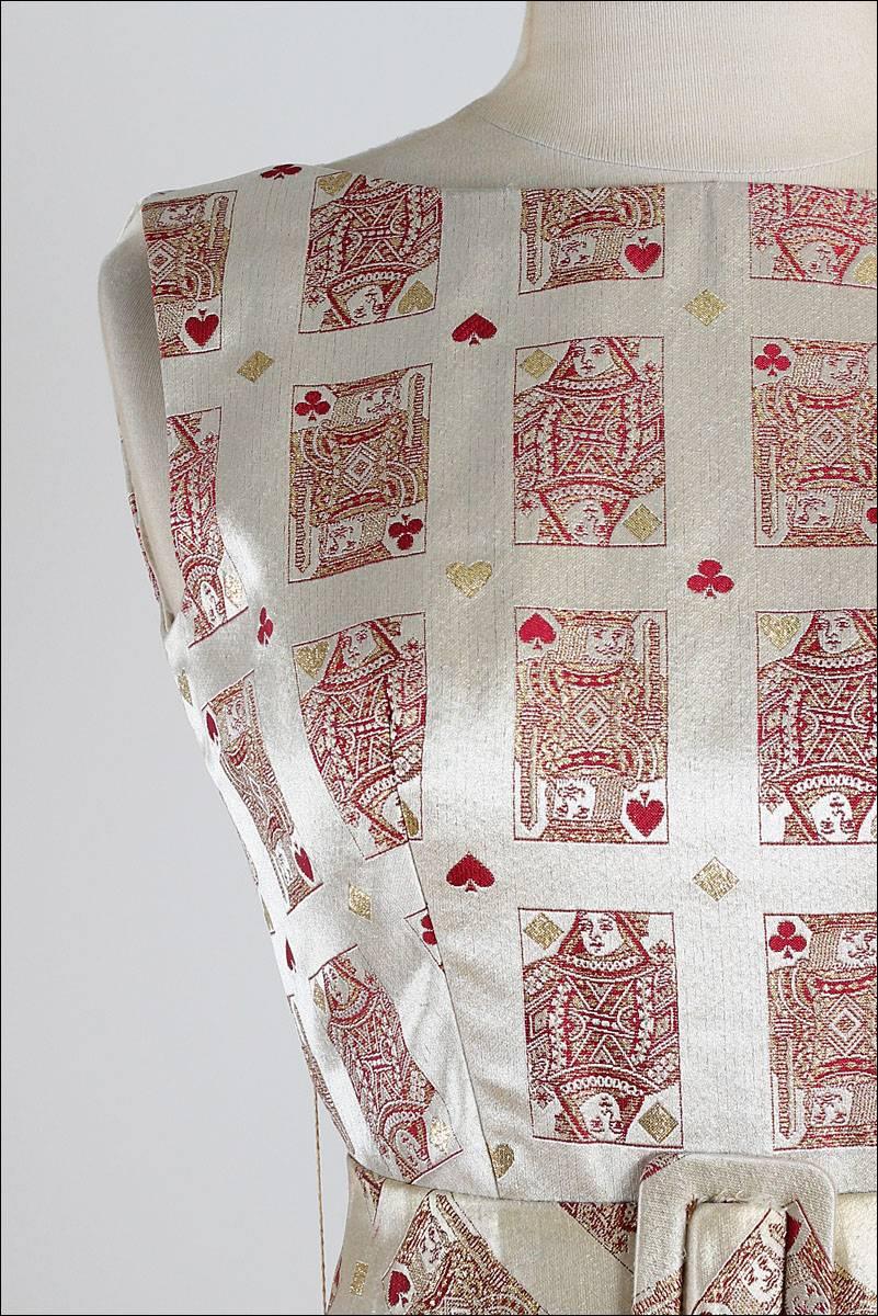 Vintage 1960s Jon Mandl Playing Cards Dress In Excellent Condition In Hudson on the Saint Croix, WI