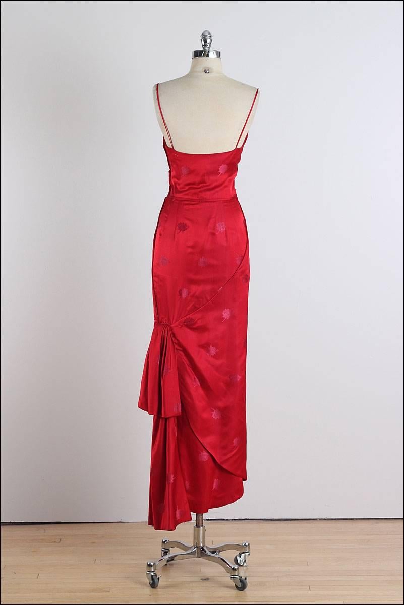 Vintage 1950s Bergdorf Goodman Red Rose Silk Brocade Dress 4