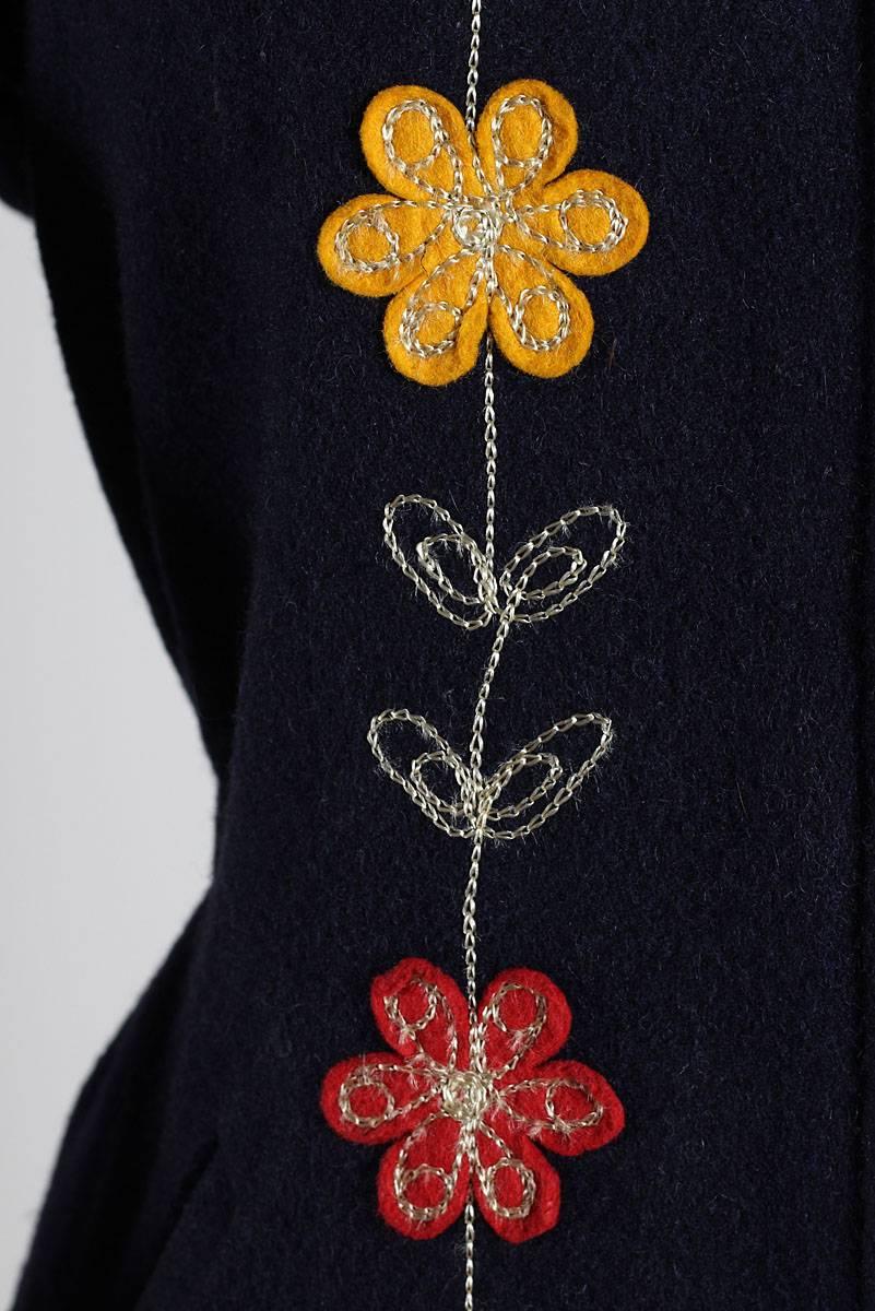 Vintage 1940s Navy Embroidered Wool Ski Suit 2
