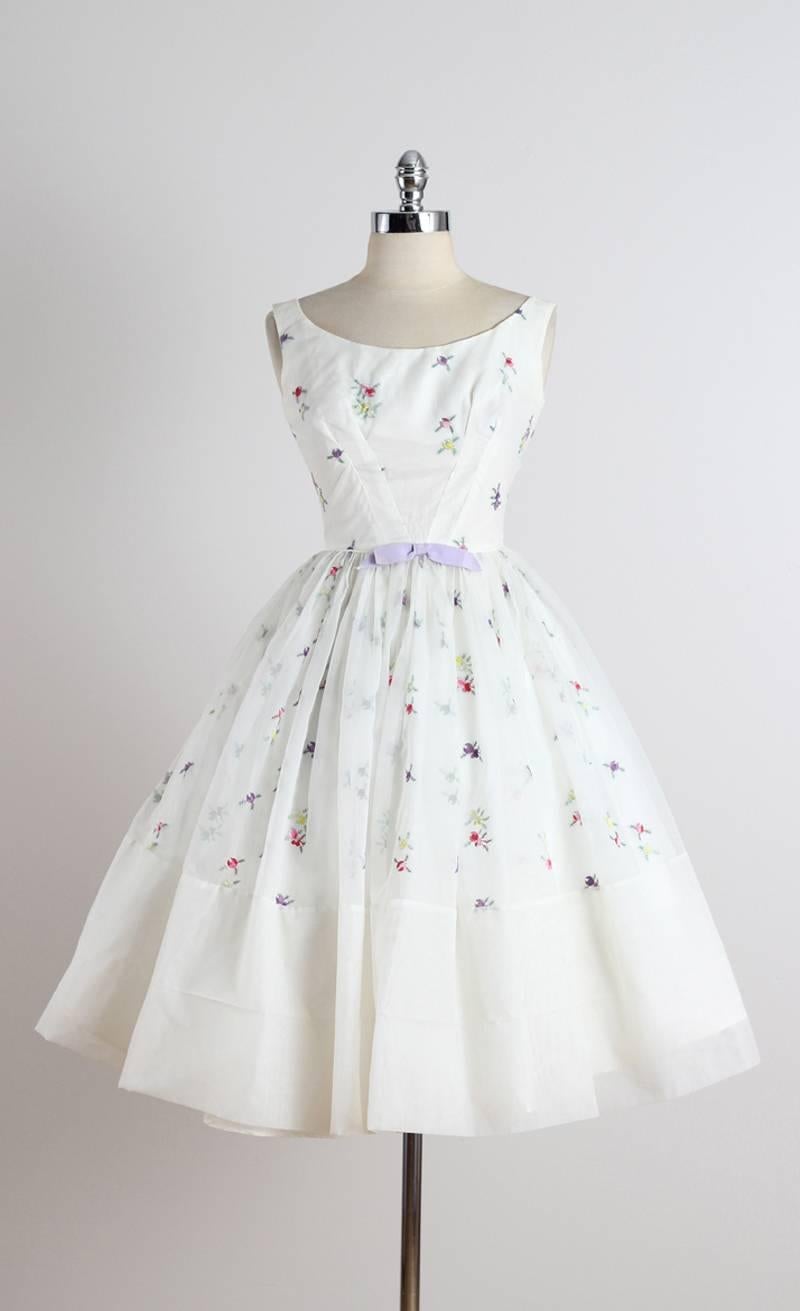 Vintage 1950s Fred Perlberg Embroidered Cocktail Dress For Sale 5