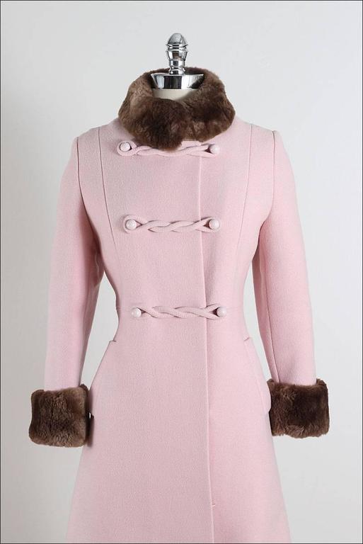 Vintage 1960s Pink Wool Mouton Fur Coat at 1stDibs | mouton coats