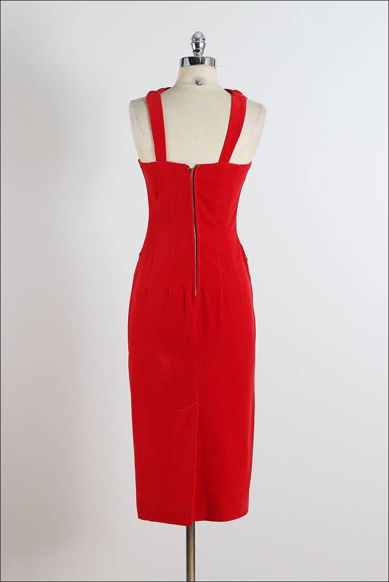 Women's Vintage 1950s Mindy Ross Red Velvet Cocktail Dress