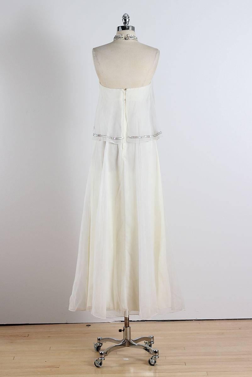 Vintage 1970s Jack Bryan Chiffon Goddess Halter Dress For Sale 4
