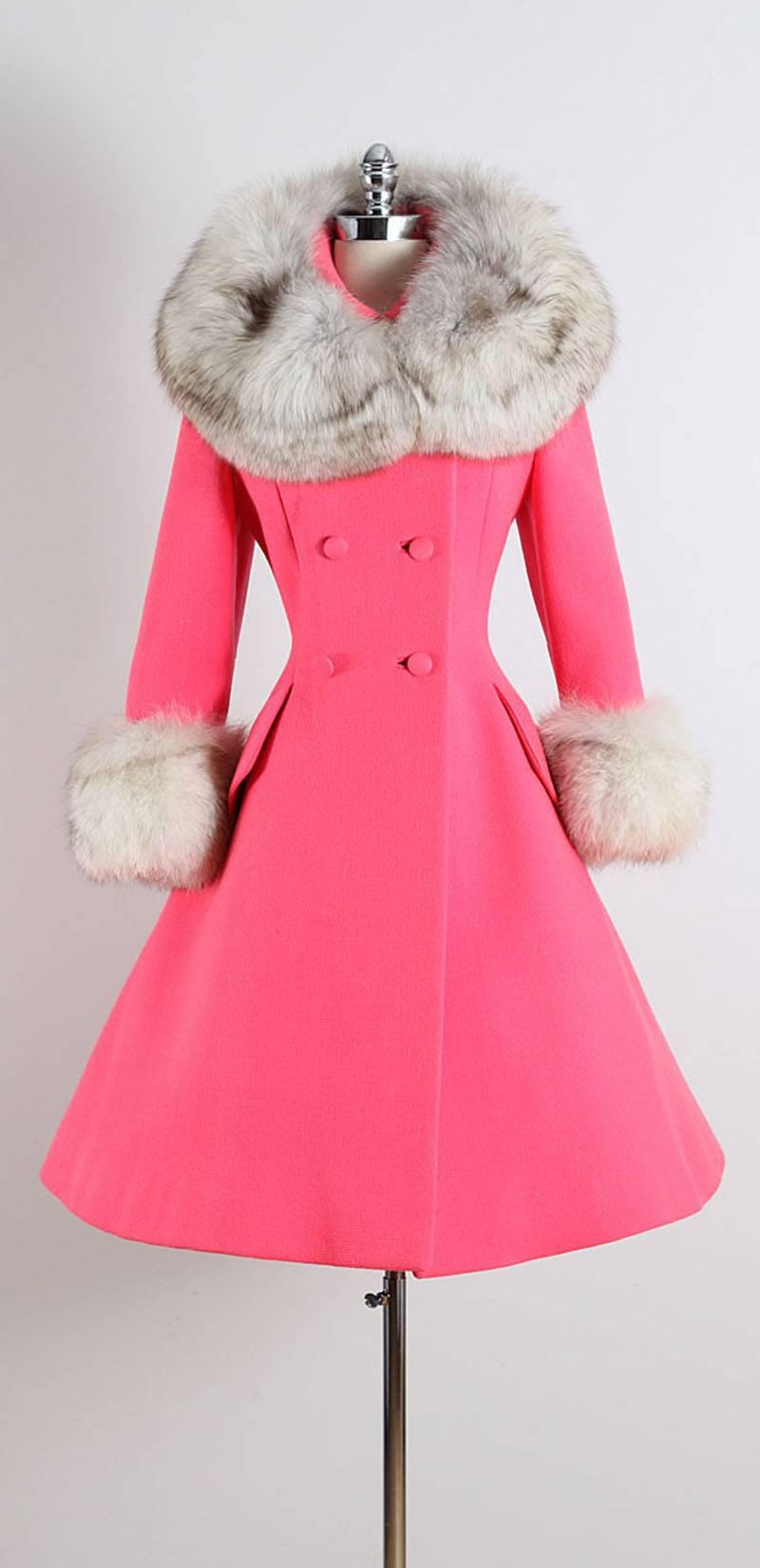 Vintage 1960s Pink Fox Lilli Ann Princess Coat 3