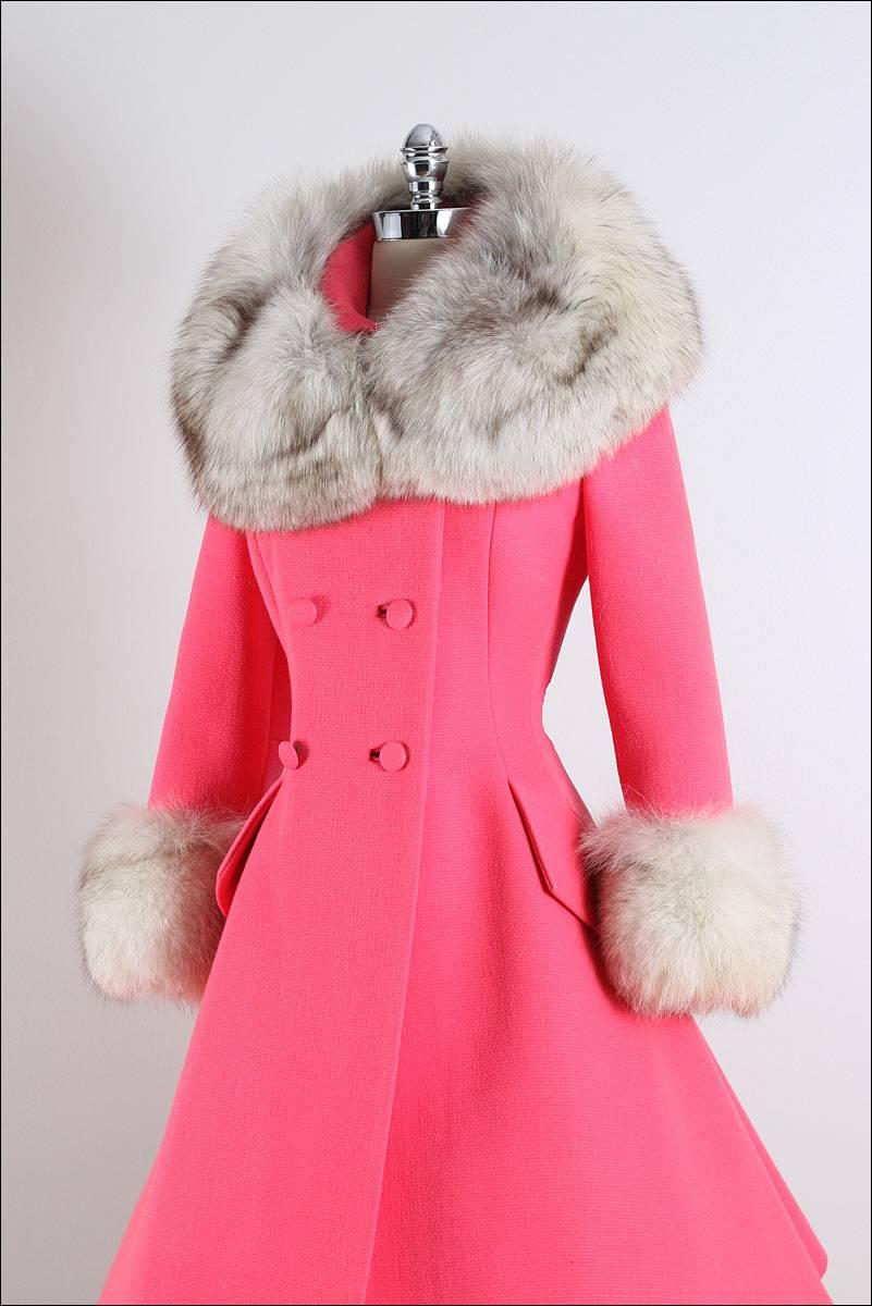Vintage 1960s Pink Fox Lilli Ann Princess Coat In Excellent Condition In Hudson on the Saint Croix, WI