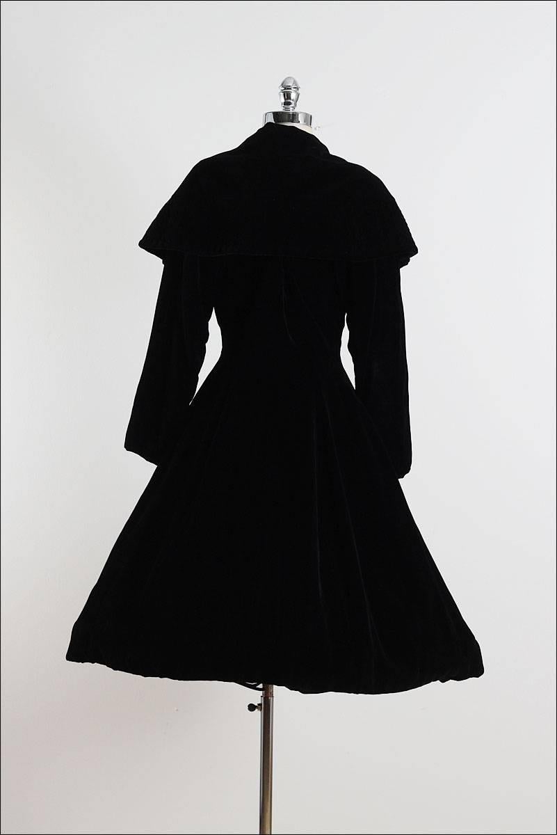 Women's Vintage 1950s Black Silk Velvet Lilli Ann Princess Coat