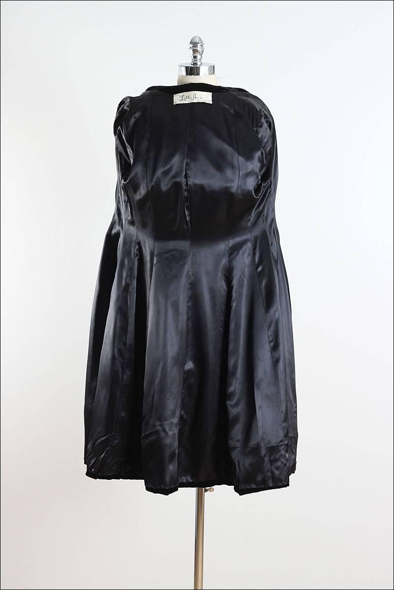 Vintage 1950s Black Silk Velvet Lilli Ann Princess Coat 1