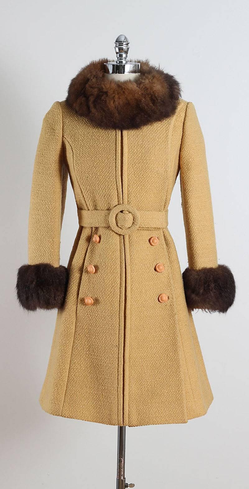 Vintage 1960s Youthcraft Butterscotch Wool Coat For Sale 6