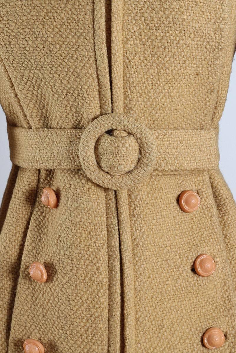 Vintage 1960s Youthcraft Butterscotch Wool Coat For Sale 1