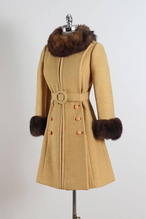 Vintage 1960s Youthcraft Butterscotch Wool Coat For Sale at 1stDibs