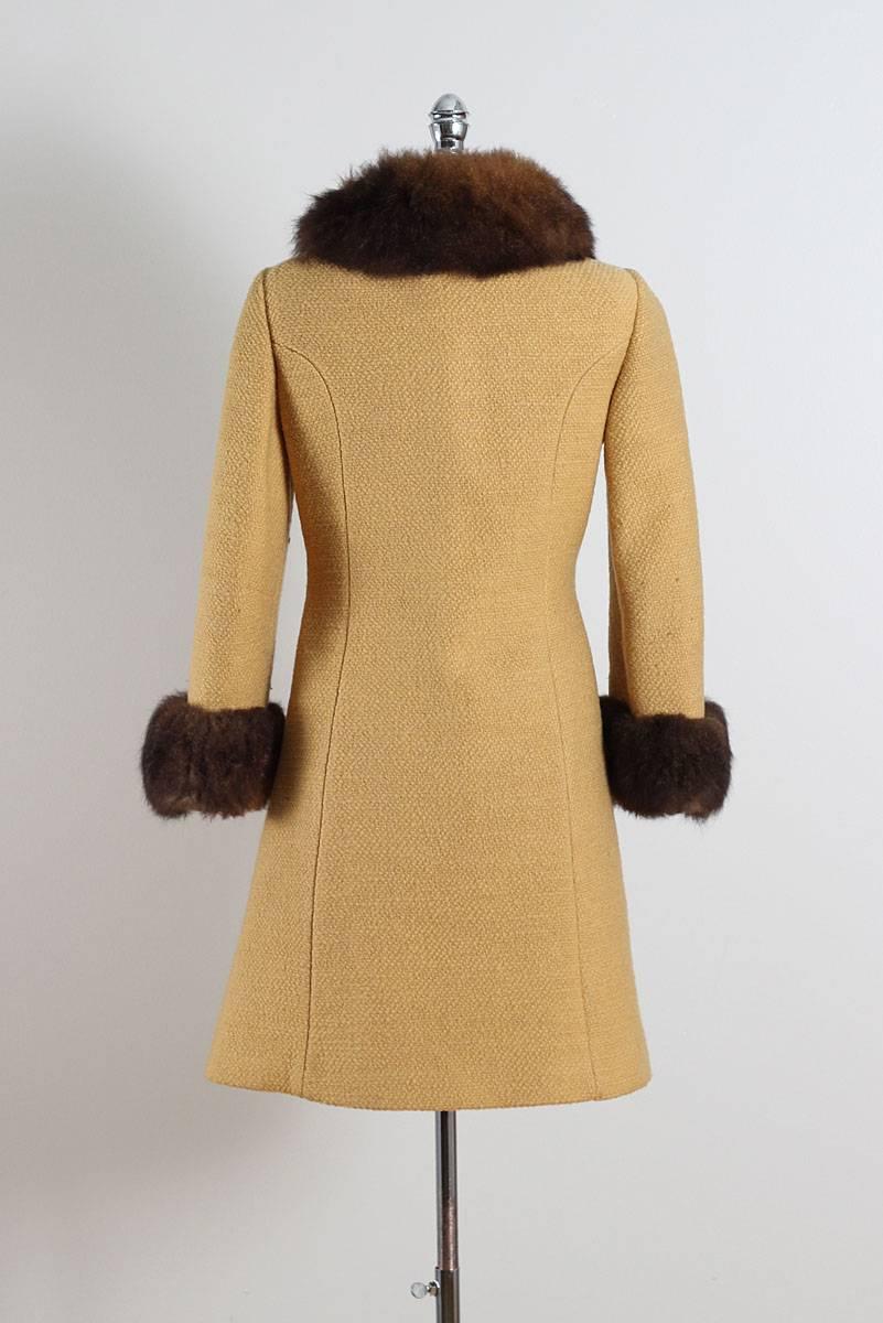 Vintage 1960s Youthcraft Butterscotch Wool Coat For Sale 4