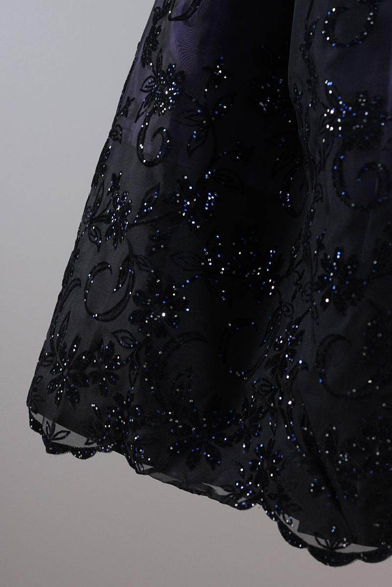 Vintage 1950s Black Glitter Flocked Lace Dress 2