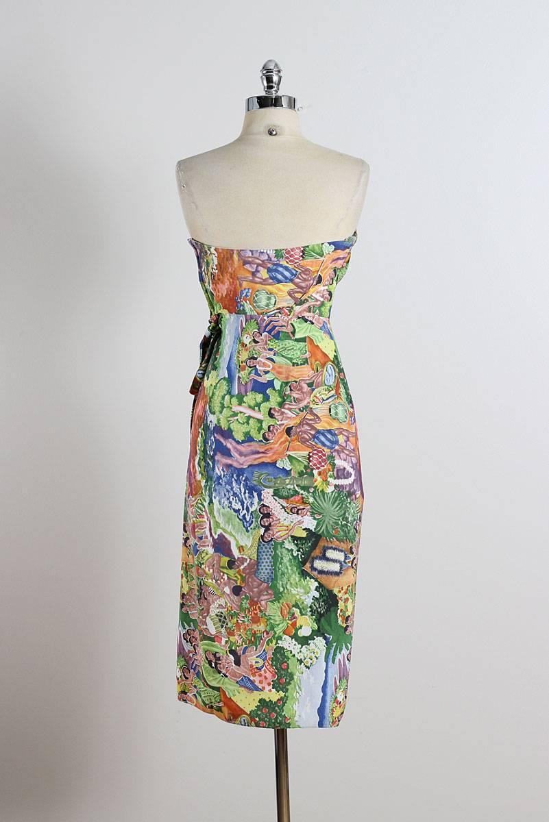 Vintage 1950s Kamehameha Eugene Savage Print Dress 2