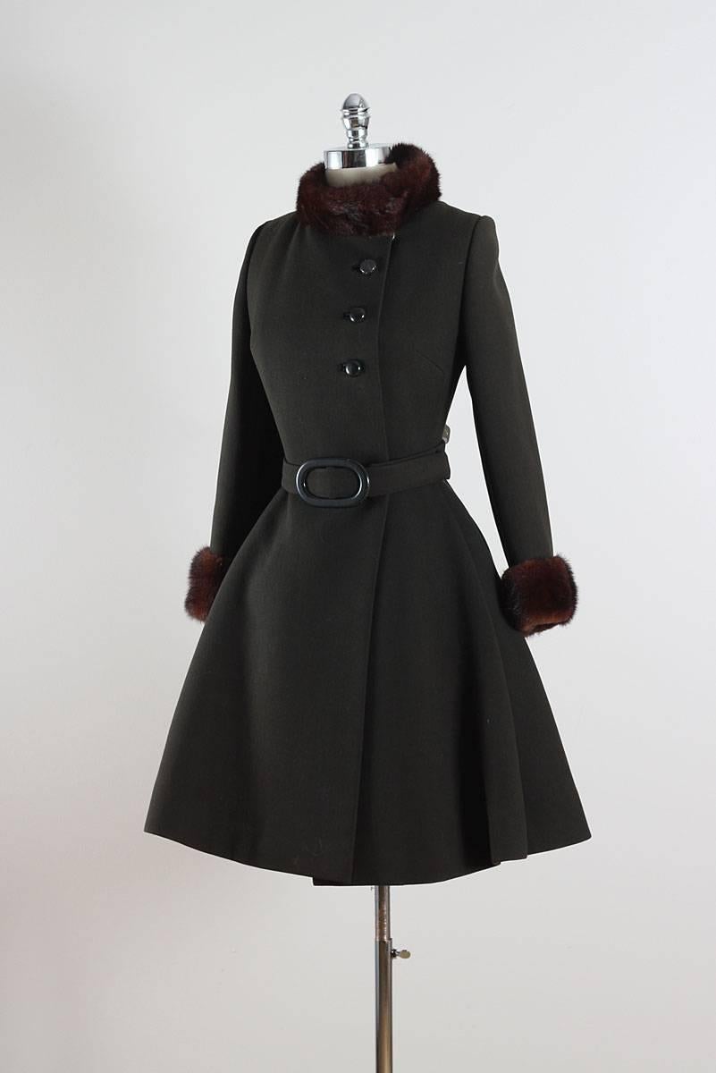 Women's Vintage 1960s Stegari NY Green Wool Princess Coat