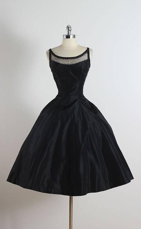 Vintage 1950s Black Rhinestone Lattice Dress at 1stDibs