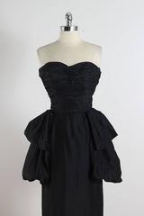 Vintage 1950s Clifton Wilhite Black Silk Taffeta Dress