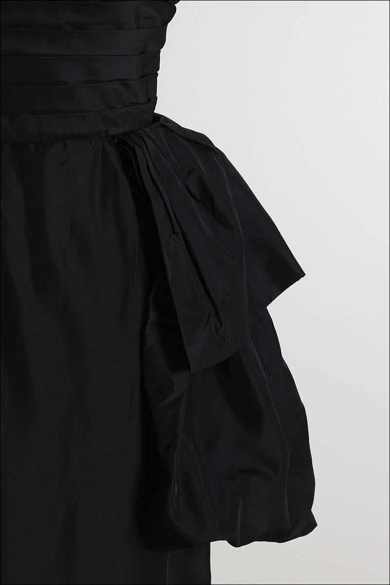 Women's Vintage 1950s Clifton Wilhite Black Silk Taffeta Dress For Sale