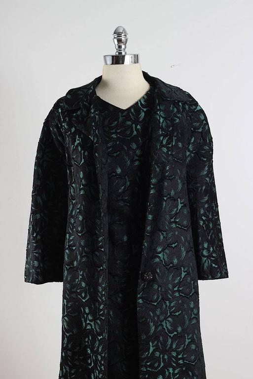 Vintage 1960s Emerald Brocade Fox Fur Dress and Coat at 1stDibs